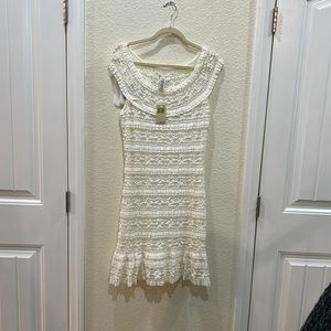 NWT. Max Studio Fitted Lace Dress with Flaired Hemline